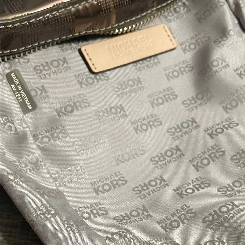 Michael Kors Black Patent Logo Plate Crossbody